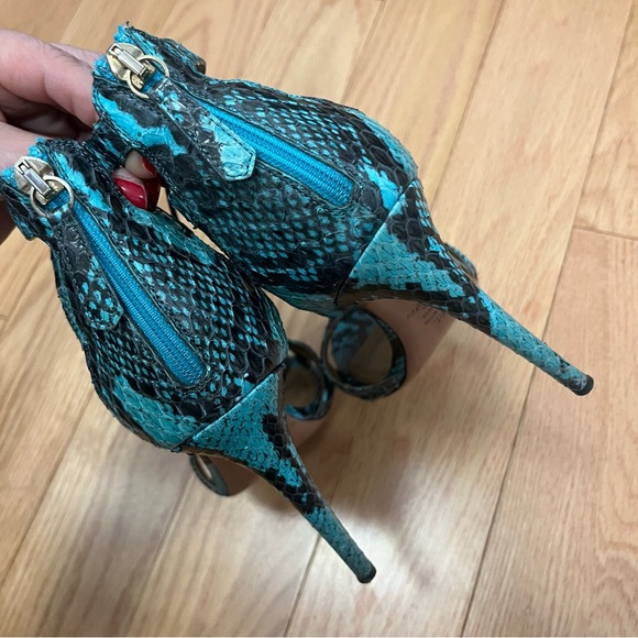 Aquazzura Beverly Hills Elaph Snakeskin Sandals - Picture 8 of 14